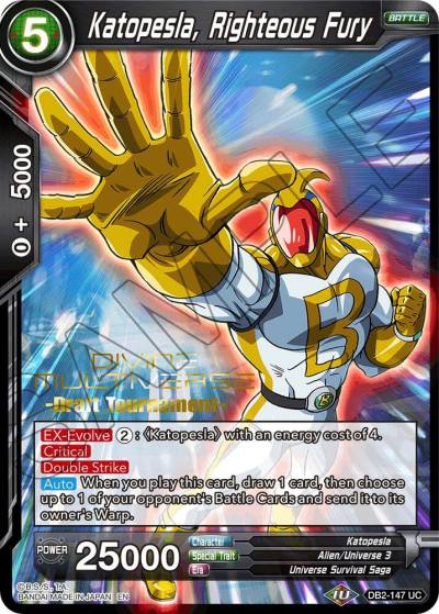 Katopesla Righteous Fury Divine Multiverse Draft Tournament DB2-147 Tournament Promotion Cards Dragonball Super card