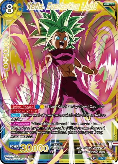 Kefla Everlasting Light Gold Stamped P-185 Mythic Booster Dragonball Super card