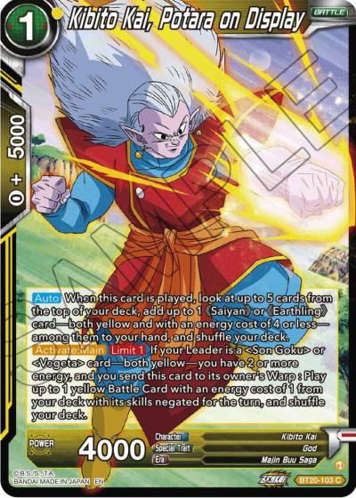 Kibito Kai Potara on Display BT20-103 Power Absorbed Dragonball Super card
