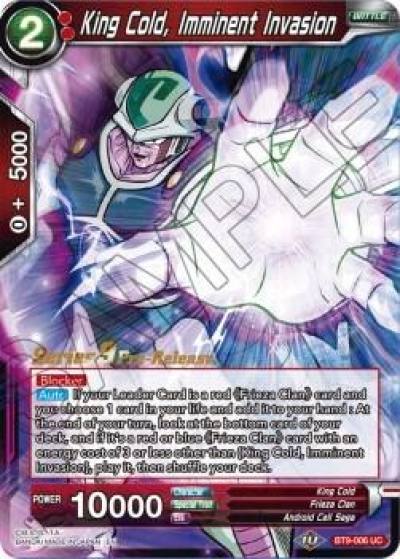 King Cold Imminent Invasion BT9-006 Universal Onslaught Pre-Release Cards Dragonball Super card