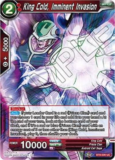 King Cold Imminent Invasion BT9-006 Universal Onslaught Dragonball Super card