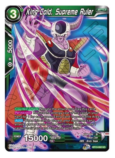 King Cold Supreme Ruler BT13-082 Supreme Rivalry Dragonball Super card