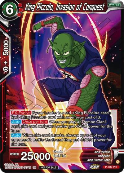 King Piccolo Invasion of Conquest Zenkai Series Tournament Pack Vol8 P-602 Tournament Promotion Cards Dragonball Super card