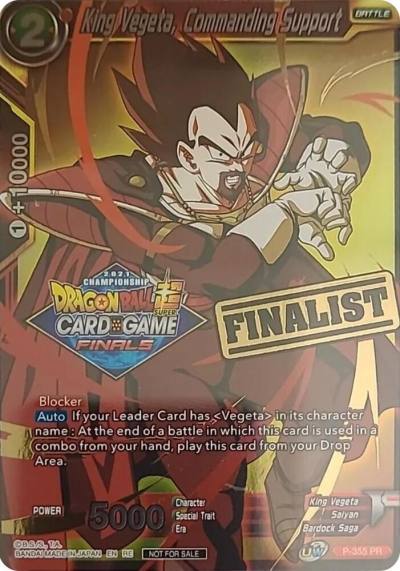 King Vegeta Commanding Support Championship 2021 Vault Set Finalist Gold Stamped P-355 Promotion Cards Dragonball Super card
