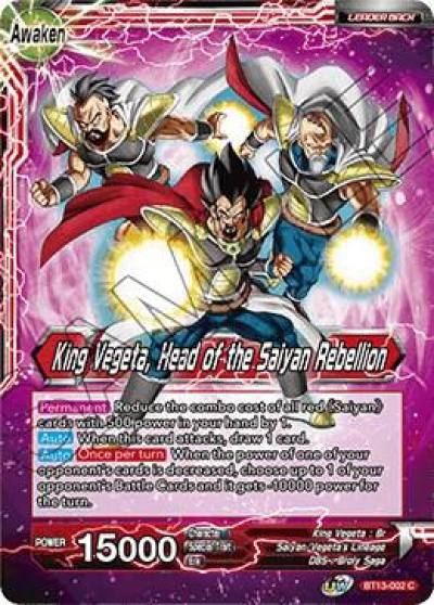 King Vegeta King Vegeta Head of the Saiyan Rebellion BT13-002 Supreme Rivalry Dragonball Super card
