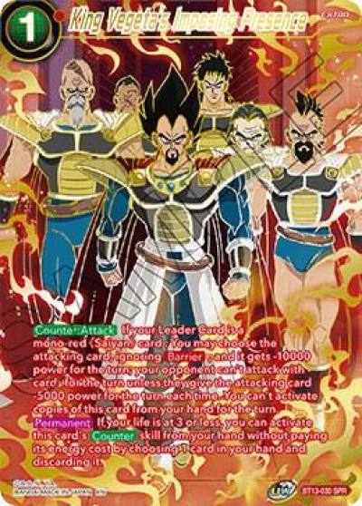 King Vegetas Imposing Presence SPR BT13-030 Supreme Rivalry Dragonball Super card