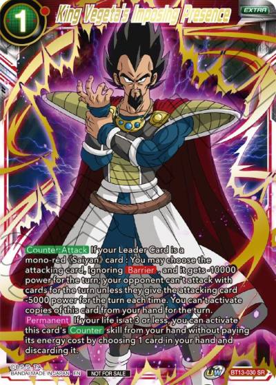 King Vegetas Imposing Presence Top 4 BT13-030 Tournament Promotion Cards Dragonball Super card