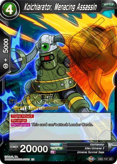 Koichiarator Menacing Assassin Divine Multiverse Draft Tournament DB2-141 Tournament Promotion Cards Dragonball Super card