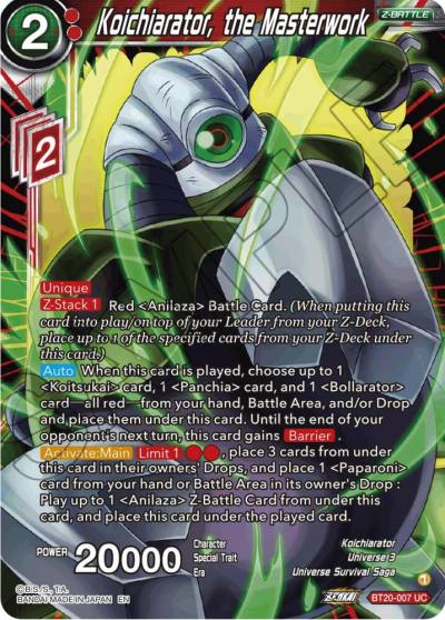 Koichiarator the Masterwork Foil BT20-007 Power Absorbed Dragonball Super card