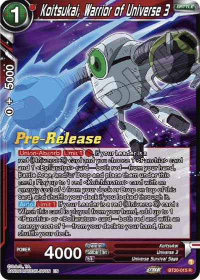 Koitsukai Warrior of Universe 3 BT20-015 Power Absorbed Pre-Release Cards Dragonball Super card