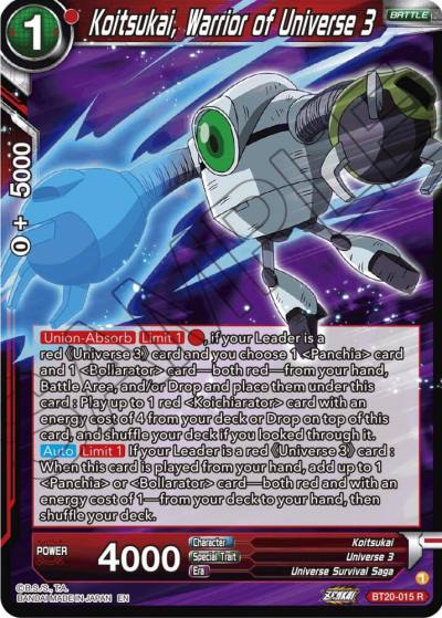 Koitsukai Warrior of Universe 3 Foil BT20-015 Power Absorbed Dragonball Super card