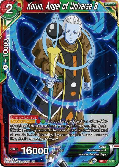 Korun Angel of Universe 8 BT16-127 Realm of the Gods Dragonball Super card