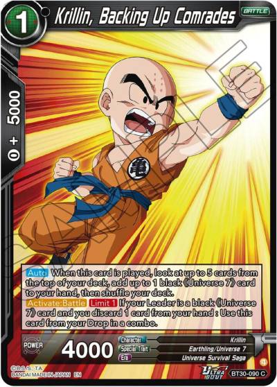 Krillin Backing Up Comrades BT30-090 Three Glorious Fighters Dragonball Super card