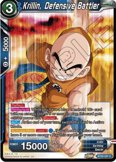 Krillin Defensive Battler BT20-037 Power Absorbed Dragonball Super card