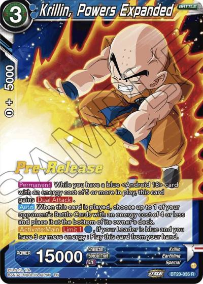Krillin Powers Expanded BT20-036 Power Absorbed Pre-Release Cards Dragonball Super card