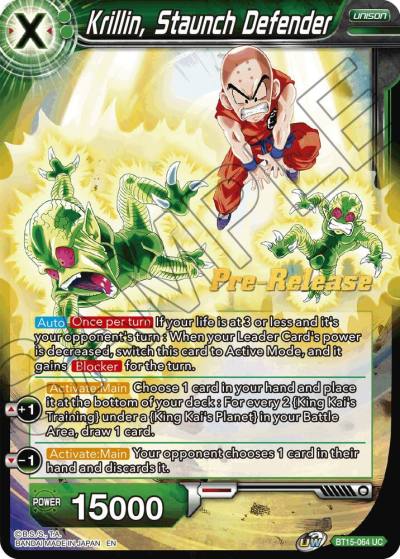 Krillin Staunch Defender BT15-064 Saiyan Showdown Pre-Release Cards Dragonball Super card