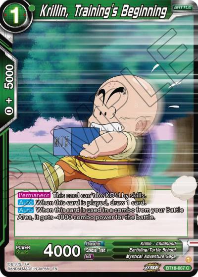 Krillin Trainings Beginning BT18-067 Dawn of the Z-Legends Dragonball Super card