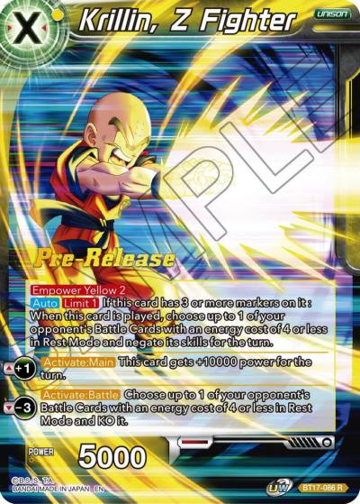 Krillin Z Fighter BT17-086 Ultimate Squad Pre-Release Cards Dragonball Super card