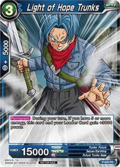 Light of Hope Trunks Non Foil Version P-005 Promotion Cards Dragonball Super card