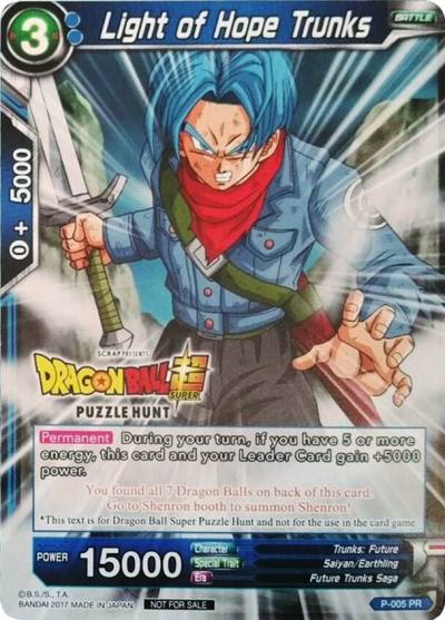 Light of Hope Trunks Puzzle Hunt P-005 Tournament Promotion Cards Dragonball Super card