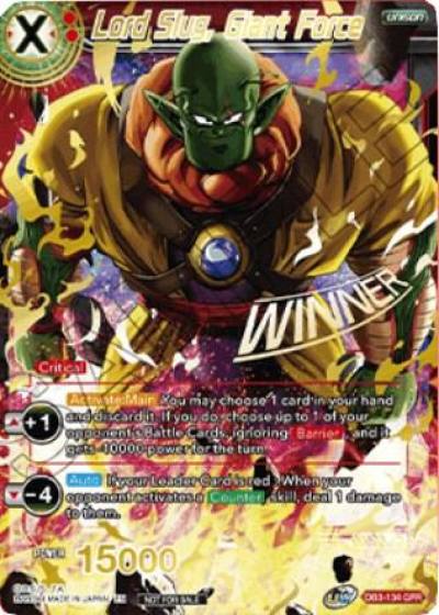 Lord Slug Giant Force Winner Stamped DB3-134 Tournament Promotion Cards Dragonball Super card