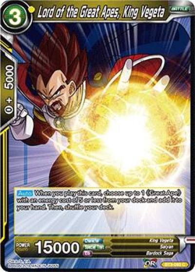 Lord of the Great Apes King Vegeta Foil BT3-093 Cross Worlds Dragonball Super card