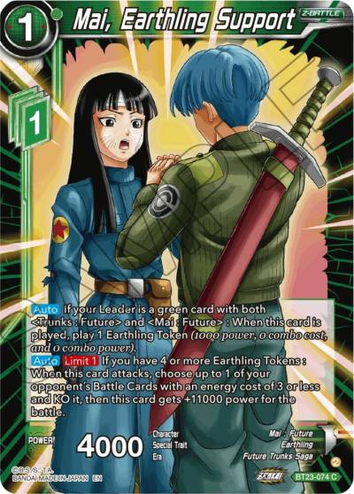 Mai Earthling Support BT23-074 Perfect Combination Dragonball Super card