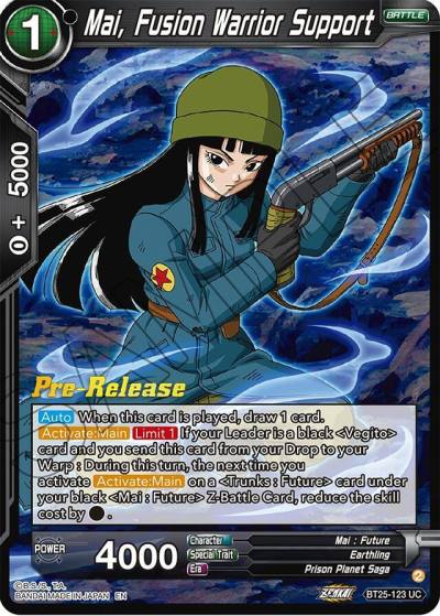 Mai Fusion Warrior Support BT25-123 Legend of the Dragon Balls Pre-Release Cards Dragonball Super card