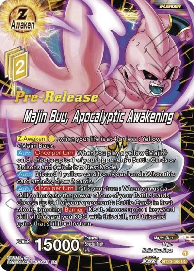 Majin Buu Apocalyptic Awakening BT20-088 Power Absorbed Pre-Release Cards Dragonball Super card