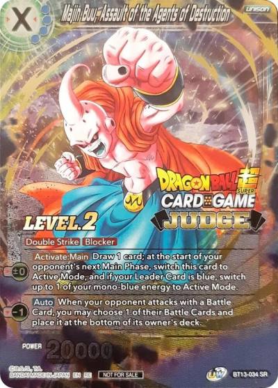 Majin Buu Assault of the Agents of Destruction Level 2 Judge BT13-034 Tournament Promotion Cards Dragonball Super card