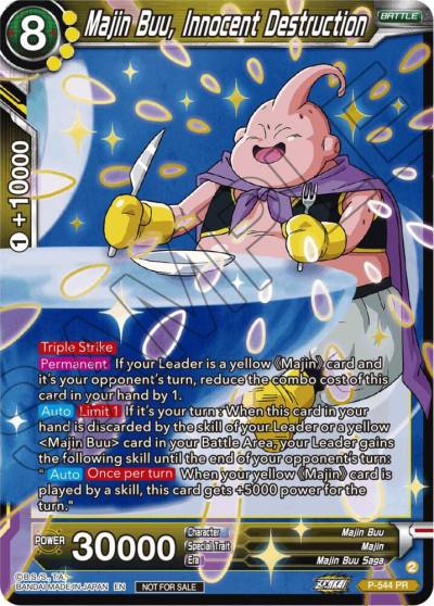 Majin Buu Innocent Destruction Championship Selection Pack 2023 Vol3 Gold Stamped Shatterfoil P-544 Tournament Promotion Cards Dragonball Super card