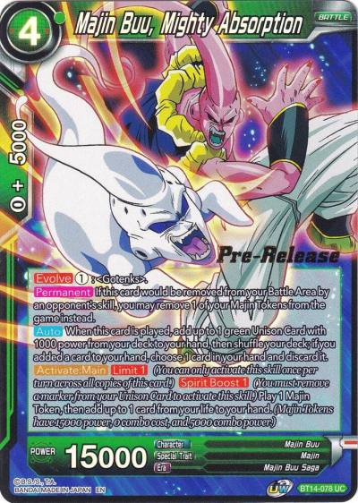 Majin Buu Mighty Absorption BT14-078 Cross Spirits Pre-Release Cards Dragonball Super card