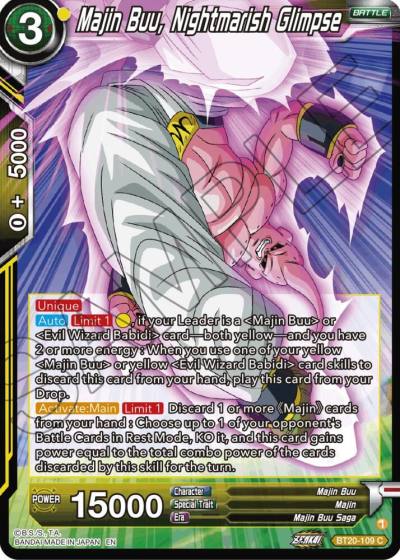 Majin Buu Nightmarish Glimpse BT20-109 Power Absorbed Dragonball Super card