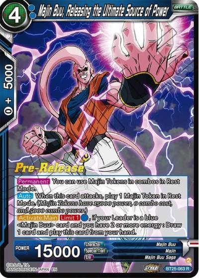 Majin Buu Releasing the Ultimate Source of Power BT25-063 Legend of the Dragon Balls Pre-Release Cards Dragonball Super card