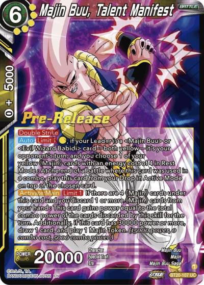 Majin Buu Talent Manifest BT20-107 Power Absorbed Pre-Release Cards Dragonball Super card
