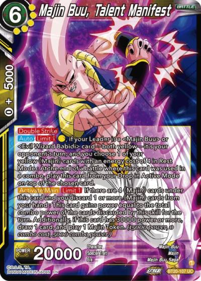 Majin Buu Talent Manifest BT20-107 Power Absorbed Dragonball Super card