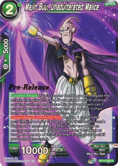 Majin Buu Unadulterated Malice BT14-082 Cross Spirits Pre-Release Cards Dragonball Super card