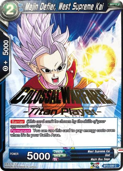 Majin Defier West Supreme Kai Titan Player Stamped BT3-039 Tournament Promotion Cards Dragonball Super card