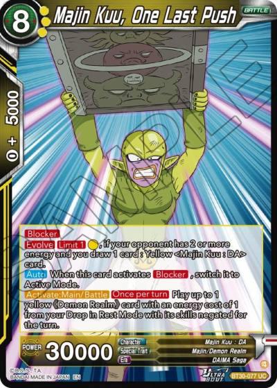 Majin Kuu One Last Push BT30-077 Three Glorious Fighters Dragonball Super card
