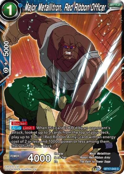 Major Metallitron Red Ribbon Officer BT17-043 Ultimate Squad Dragonball Super card