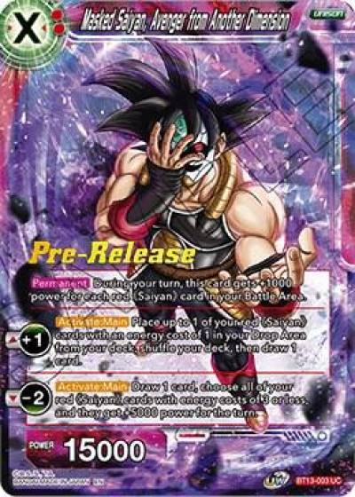 Masked Saiyan Avenger from Another Dimension BT13-003 Supreme Rivalry Pre-Release Cards Dragonball Super card