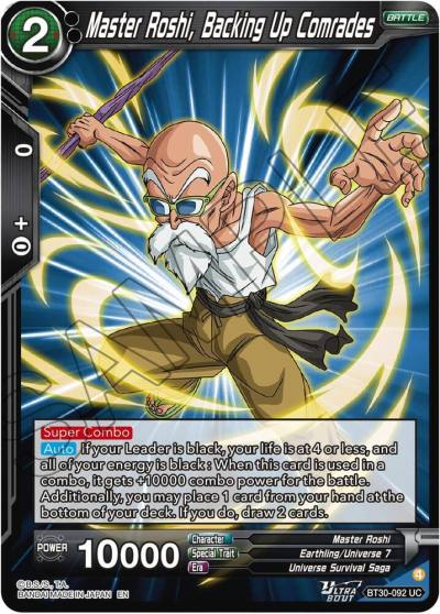 Master Roshi Backing Up Comrades BT30-092 Three Glorious Fighters Dragonball Super card