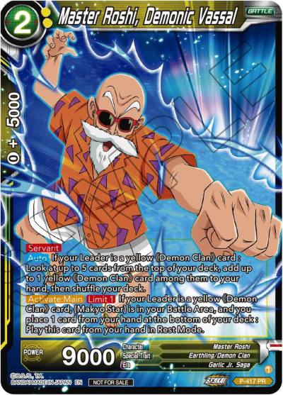 Master Roshi Demonic Vassal Zenkai Series Tournament Pack Vol1 P-417 Tournament Promotion Cards Dragonball Super card
