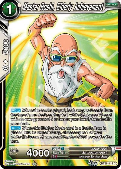 Master Roshi Elderly Achievement BT28-118 Prismatic Clash Dragonball Super card