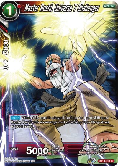 Master Roshi Universe 7 Challenger Foil BT14-011 Cross Spirits Dragonball Super card