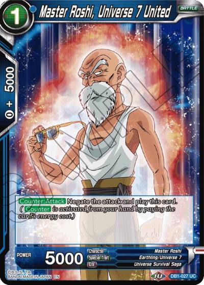 Master Roshi Universe 7 United Reprint DB1-027 Battle Evolution Booster Dragonball Super card