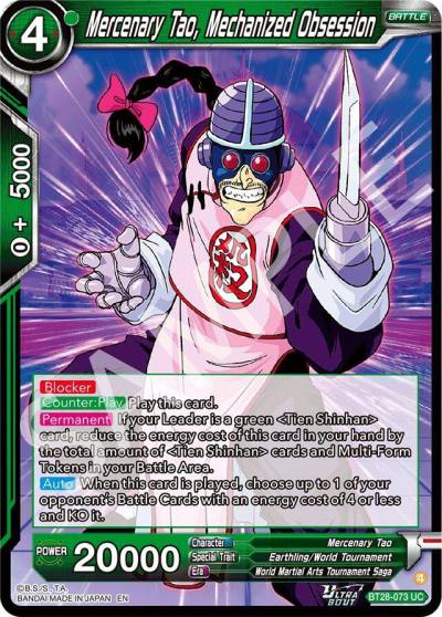 Mercenary Tao Mechanized Obsession BT28-073 Prismatic Clash Dragonball Super card
