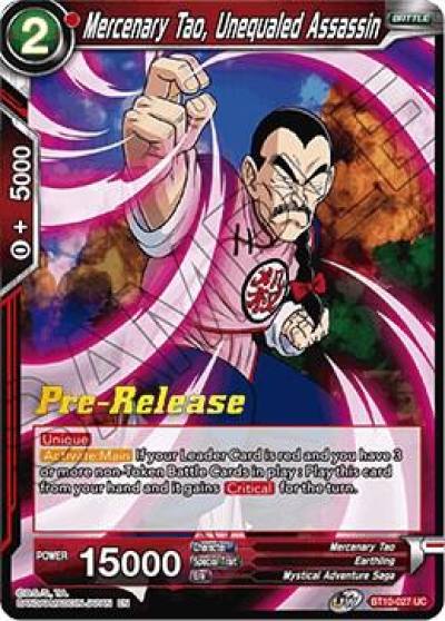Mercenary Tao Unequaled Assassin BT10-027 Rise of the Unison Warrior Pre-Release Cards Dragonball Super card