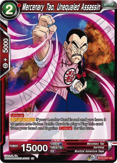Mercenary Tao Unequaled Assassin BT10-027 Rise of the Unison Warrior Dragonball Super card