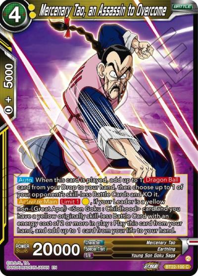 Mercenary Tao an Assassin to Overcome BT22-100 Critical Blow Dragonball Super card